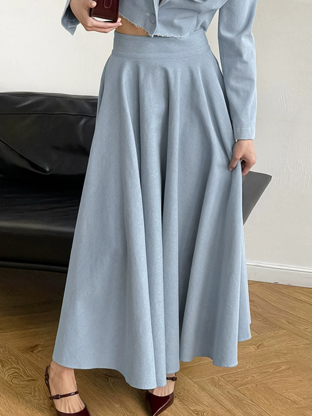 Forever 21 Spring High Waist Cotton Pleated Maxi Skirt